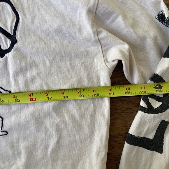 CHNGE Love Peace Cropped Henley sz Small White Longe Sleeve Embroidered - Picture 9 of 11